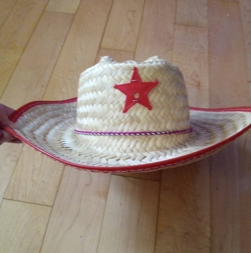 Kids straw sheriff play hat